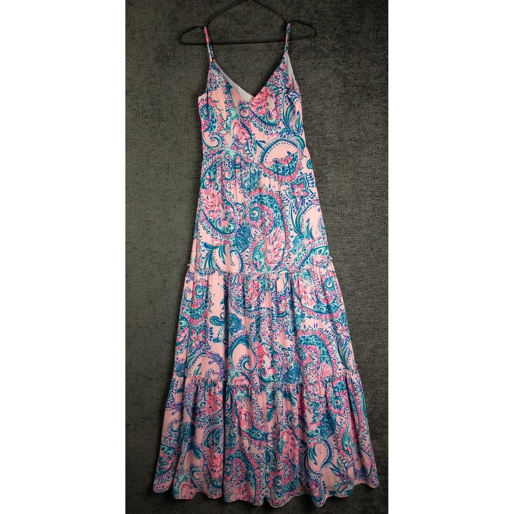 Lilly Pulitzer Melody Maxi Dress Womens 00 Lined Tangerine Dreams Tiered‎